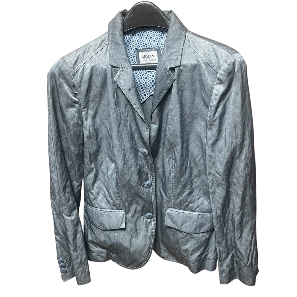 Armani Collezioni Women's Silver Gray 3 Button Blazer Size 10 Made in Italy